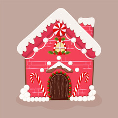 Delightful Christmas Gingerbread House With Festive Decorations and Candy Canes