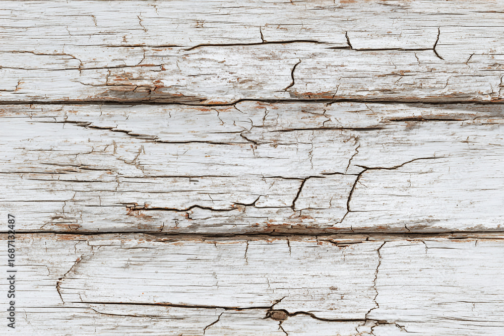 Aufkleber whitewashed weathered wood planks showing cracks and texture rustic background