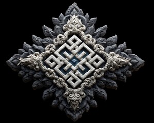 Geometric rune grid glowing in white over grungy black digital stone texture