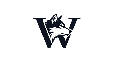 Stylized Wolf Head Integrated into a Bold Letter W Logo Design.