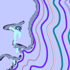 泣く人　シュール　抽象