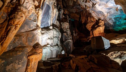 Cave interior, rock formations