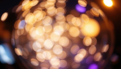 Obraz premium create a captivating night banner featuring a glittering bokeh background in shades of brown, purple, and beige