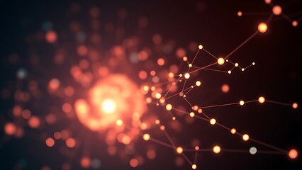 Futuristic data visualization with glowing nodes, illustrating advanced technology and connectivity.