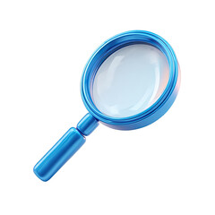 3D rendered blue magnifying glass
