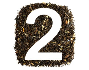 Number two formed by tea leaves