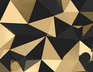 Obraz premium Abstract geometric pattern of gold and black triangles