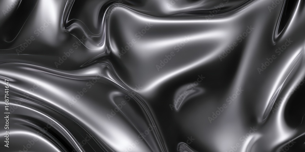 Poster smooth and shiny black abstract texture with elegant curves and waves