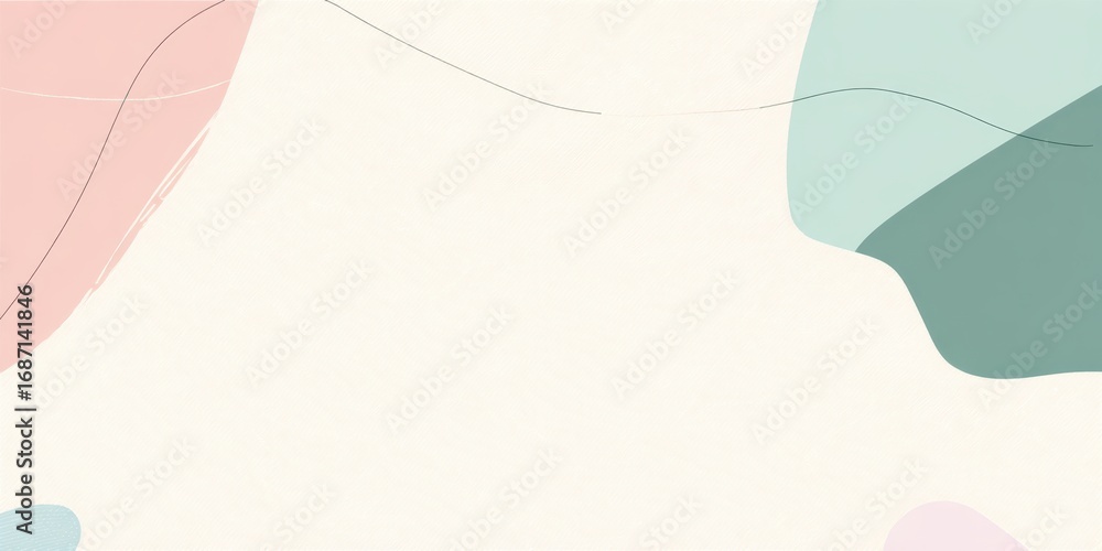 Poster abstract pastel background with soft shapes and lines in light tones