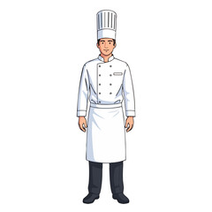 Illustration of a Man in Chef Attire Isolated on Transparent PNG Background