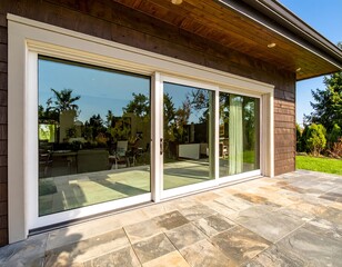 Modern sliding glass door patio entry