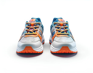 Fashion sneakers, front view, isolated PNG, no shadows 
