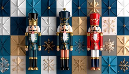 Nutcrackers on a decorative background