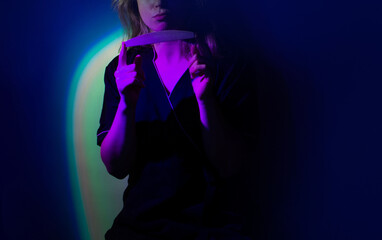 Driving fun incendiary modern nail photo content. Nail photo content over multicolor vivid neon...
