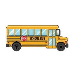 Yellow School Bus with Stop Sign, Illustration