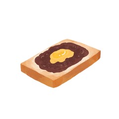 小倉トーストのイラスト　パン
