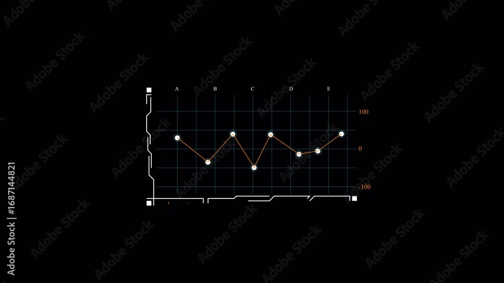 Poster futuristic data analysis: dynamic chart on black background