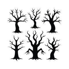 Creepy and Spooky Tree Vector Set for Halloween

