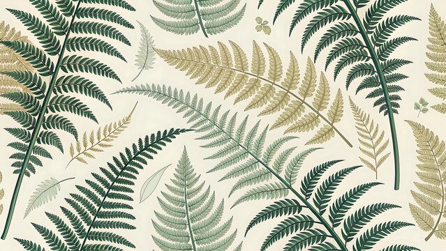 Ai generated image of intricate botanical pattern with detailed leaves and floral elements