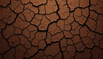 Dark brown soil texture, cracked earth background,  texture,  close-up