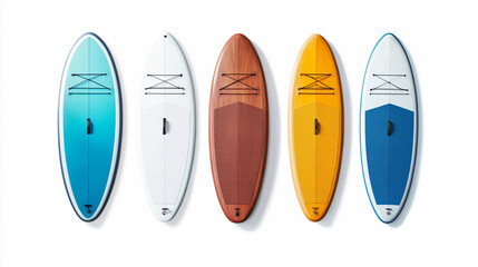 Fototapeta premium Colorful minimalist collage of surfboards on display Generative AI