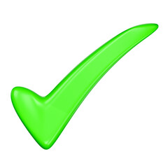 3D Green Check Mark Correct Tick Icon Isolated PNG