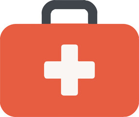Obraz premium A medical health icon featuring a red cross on a white first aid kit box