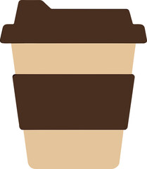 A vector illustration of an isolated brown coffee cup with a lid, perfect for a cafe beverage design