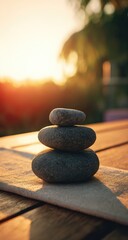 Stacked stones at sunset (2)