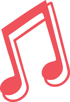 Bold Red Music Note Icon &ndash; Simple Flat Style Musical Symbol Vector for Audio Apps, Song Posters, Album Covers, and Entertainment Graphics &ndash; Minimal Sound Design Illustration
