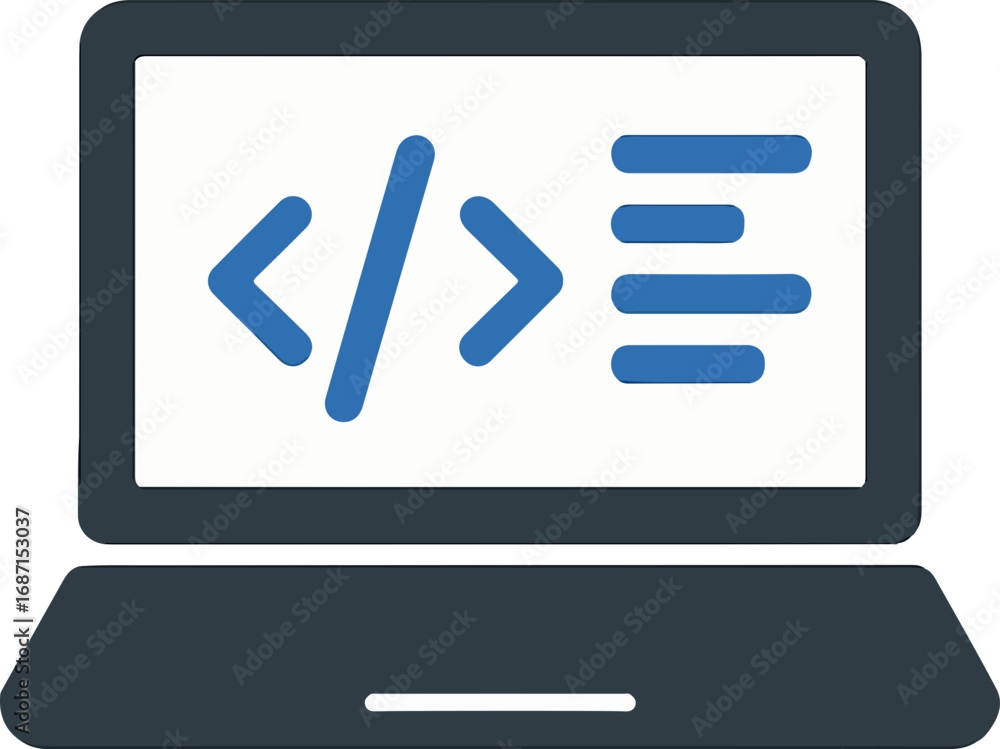 Wall mural digital code interface: illustrative depiction of a laptop screen displaying code, representing the 