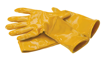 3D vector icon of yellow work gloves, plastic glossy