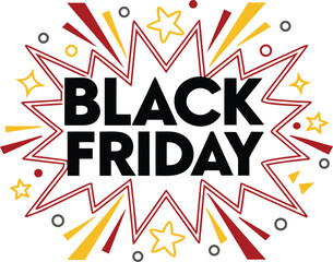 Black Friday Sale Announcement vector in retro style on transparent background