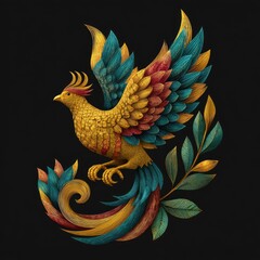 Fototapeta premium Flying bird, ornate, colorful, detailed