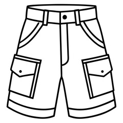 Cargo Shorts Side View Line Art Vector