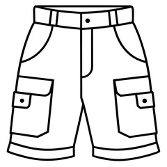 Cargo Shorts Side View Line Art Vector