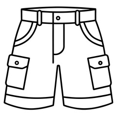 Cargo Shorts Side View Line Art Vector