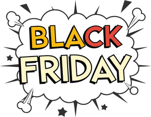 Black Friday Sale Announcement vector in retro style on transparent background
