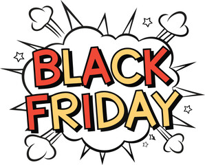 Fototapeta premium Black Friday Sale Announcement vector in retro style on transparent background