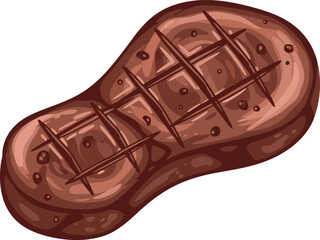 Juicy grilled steak illustration delicious marbled beef food art vector