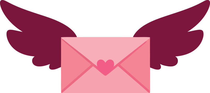 Heart envelope with wings romantic love valentine's day sending affection vector