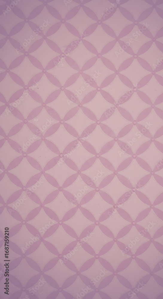 Poster a repeating pattern of interconnected circles or diamonds in varying shades of pink and purple, crea