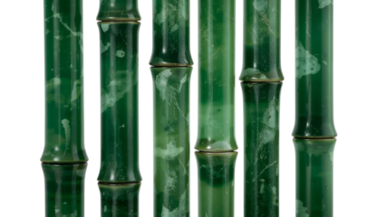 Closeup of green bamboo stalks with natural texture and vertical pattern, fresh botanical background for eco, zen, or wellness themes