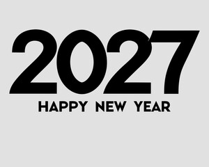 Happy New Year 2027 Bold Black Text celebration holiday