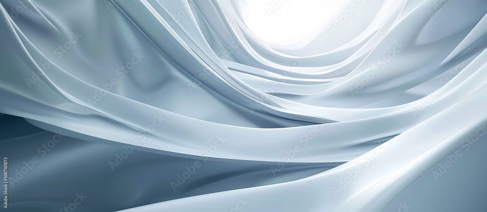 Poster abstract light and shadow: an ethereal display of flowing fabric, illuminated with a radiant light.