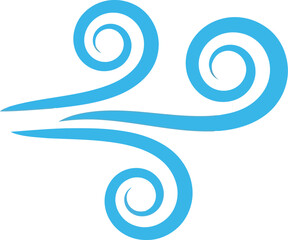 Dynamic swirling blue wind gust icon symbol nature element motion power vector
