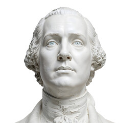 Obraz premium Closeup of classical male marble bust isolated on the transparent background, neoclassical sculpture art, fine detail in facial features and expression