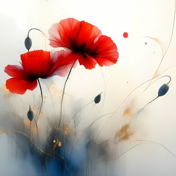 Vibrant Poppy Flower Illustration