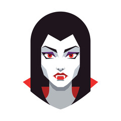 Hauntingly beautiful vampire woman portrait vector art for dark themed designs white background