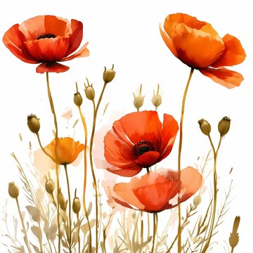 Vibrant Poppy Flower Illustration